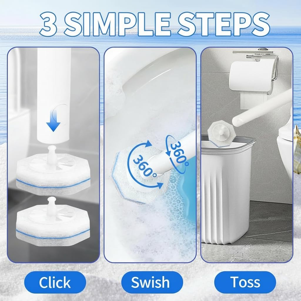 60 Count Toilet Wand Refills for Clorox,4X Cleaning Power Toilet Bowl Cleaner Refill Pads,Disposable Toilet Brush Scrubber Refills for Bathroom