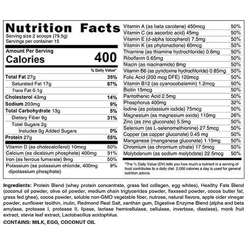 HLTH Code Complete Meal Replacement Shake - Healthiest Meal Replacement = Healthiest You | Keto Friendly | High Protein | Low Carb | Collagen | Gluten