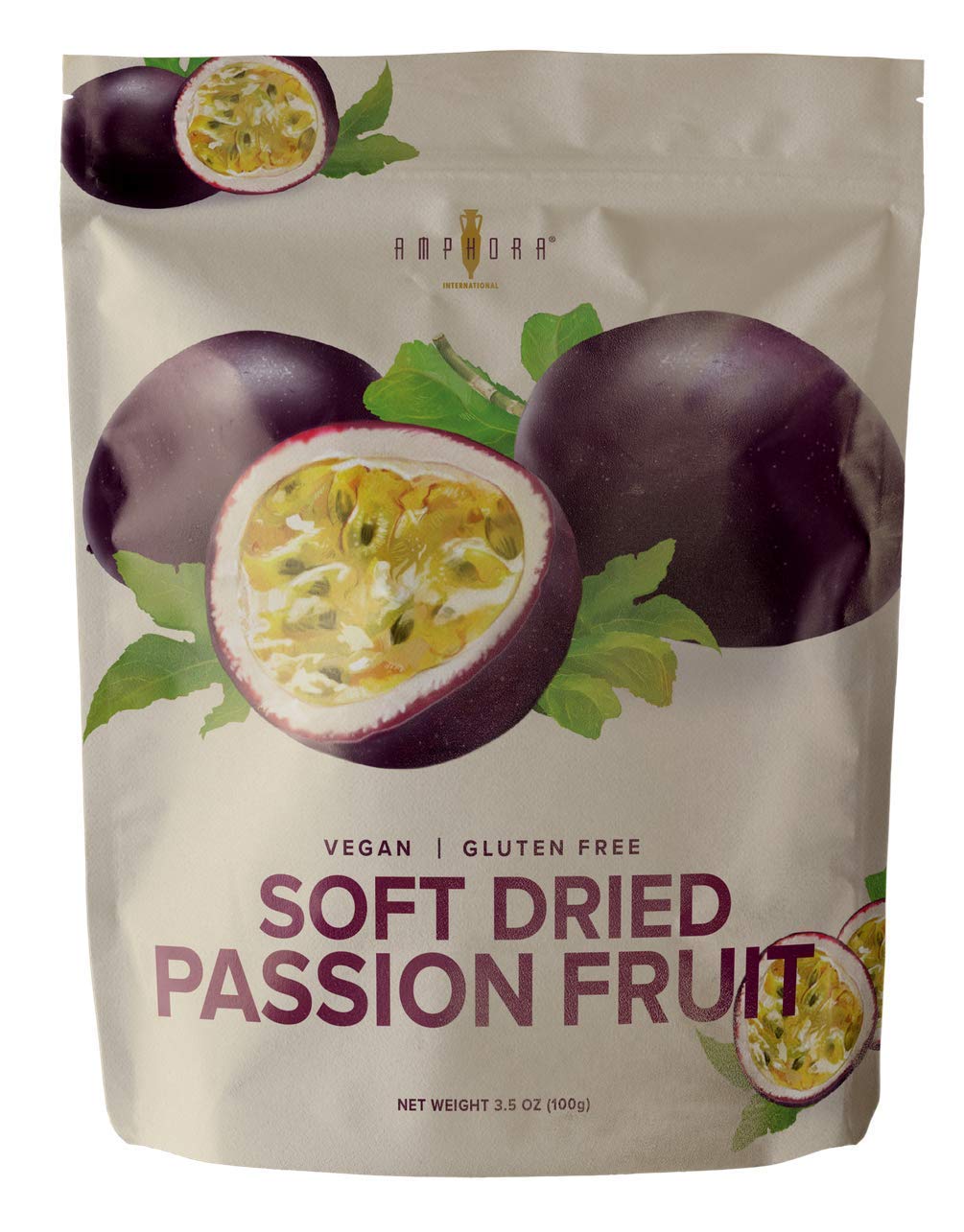 Amphora Soft Dried Passion Fruit Healthy Snack Fruits Vegan Kosher Gluten Free 3.5 Oz Each (Pack of 6)