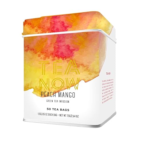 Life Plus Style Gourmet TEA NOW Mango Peach Green Tea Herbal Tea Bags Caffeinated Ceylon Teas Brew Hot 50 Tea Bags - Pack of 1