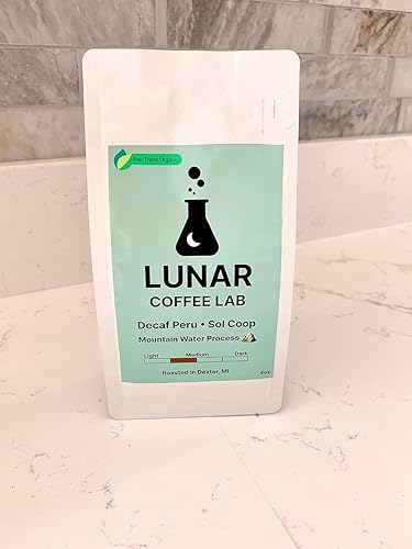 Lunar Coffee Lab Coffee Organic Decaf Peru 4oz - Swiss Water Process - Fair Trade Sustainably Grown Coffee - Farmer Coop - Medium Light Roast