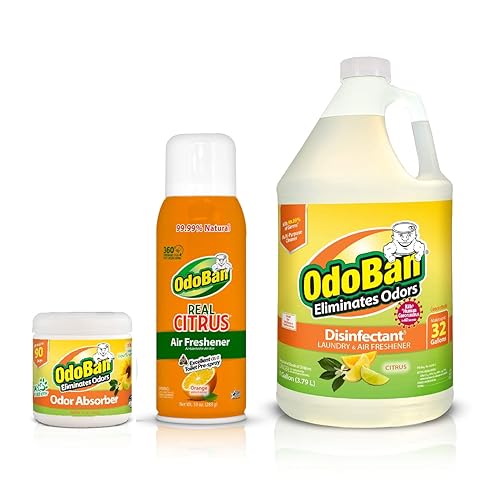 OdoBan Aroma Eliminator Set, Made in the USA, 10 Ounce Natural Oil Real Citrus Orange Air Freshener Spray, 1 Gallon Multipurpose Disinfectant Cleaning