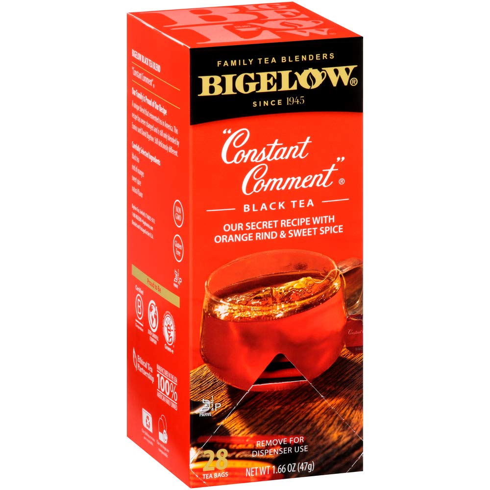 Bigelow Constant Comment Tea 28-Count Box (Pack of 1) Spiced Premium Black Tea with Orange Peel Antioxidant-Rich Full Caffeine Black Tea in