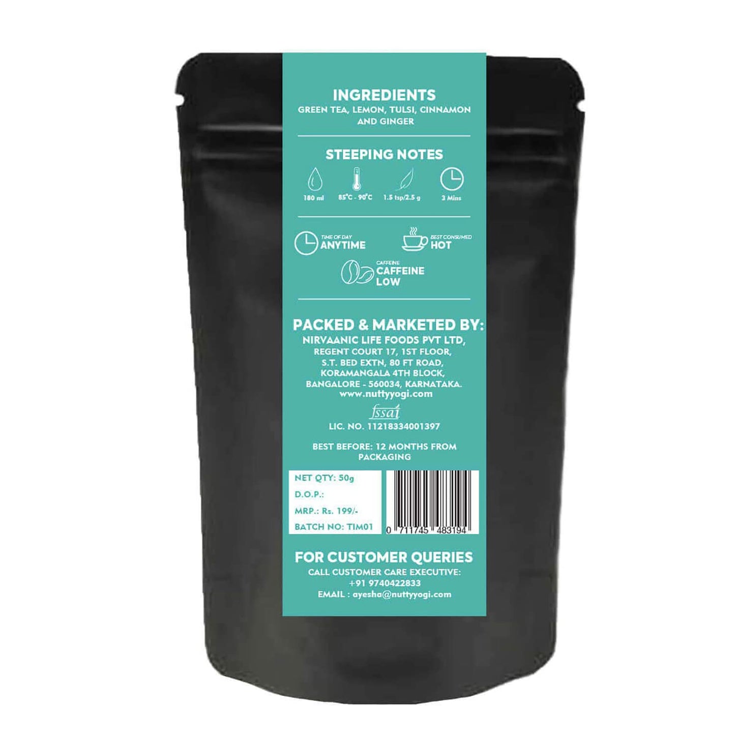Nutty Yogi Immunity Tea | Herbal Green Tea with Tulsi, Lemon, Cinnamon & Ginger I Ayurvedic Blend I 50g | 100% Natural
