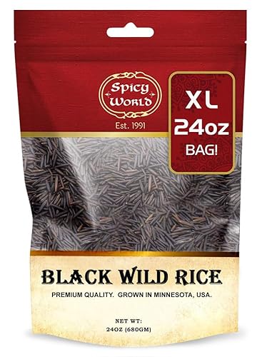 Spicy World Minnesota Grown Black Wild Rice 24oz Bag (1.5LB) | Premium Quality | All Natural, Hearty Grain with Rich Flavor | Perfect for Rice Dishes & Recipes