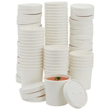 Juvale Disposable Soup & Ice Cream Containers with Lids - 12 oz White Paper, 50 Count - Disposable Bowls for Hot Soup & Ice Cream Cups with Lids