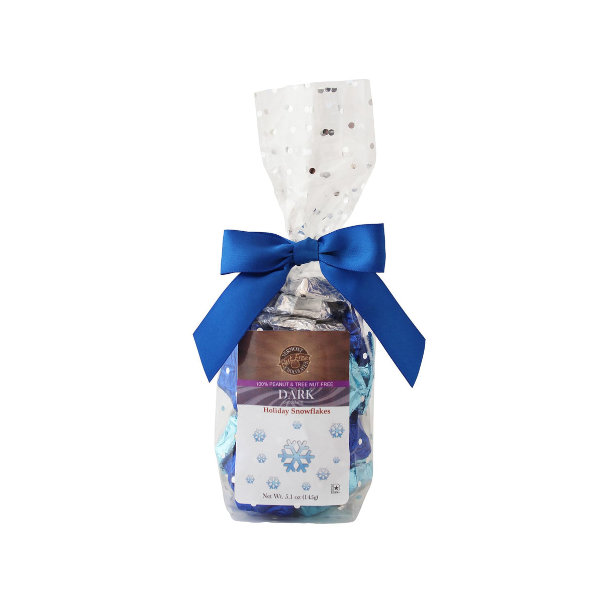 Vermont Nut Free Chocolates Holiday Chocolate Snowflakes (Dark Chocolate) 5 Ounces, Nut-Free, Egg-Free, Kosher