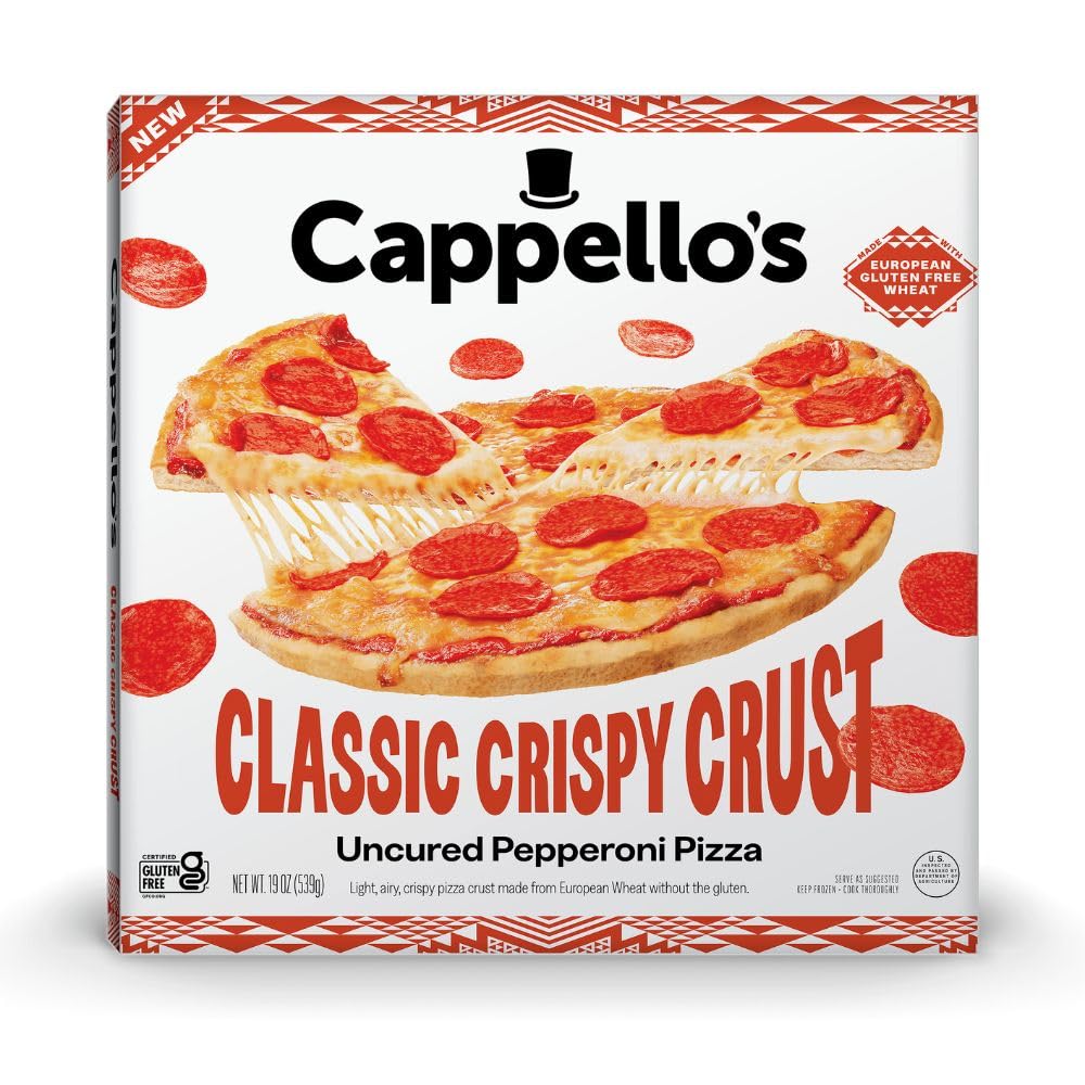 Cappello's Classic Crispy Crust Uncured Pepperoni Pizza, Gluten Free, Frozen Pizza 19oz