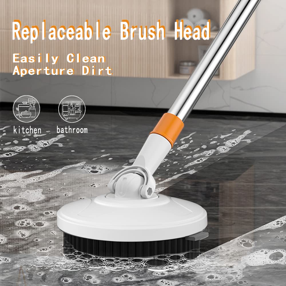 Spin Mop Bucket with Wringer System Extended Mop Handle 61?Mop and Bucket for Floors Cleaning with 5 Replacement Head Refill 1 Cleaning Brush Head