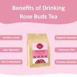 Ovikaso Tea, Dried Rose Buds, 4 oz (300+ Cups), 100% Natural, Direct From Source, Food grade, Non-GMO, No Caffeine, Use in Tea, Baking, Crafts