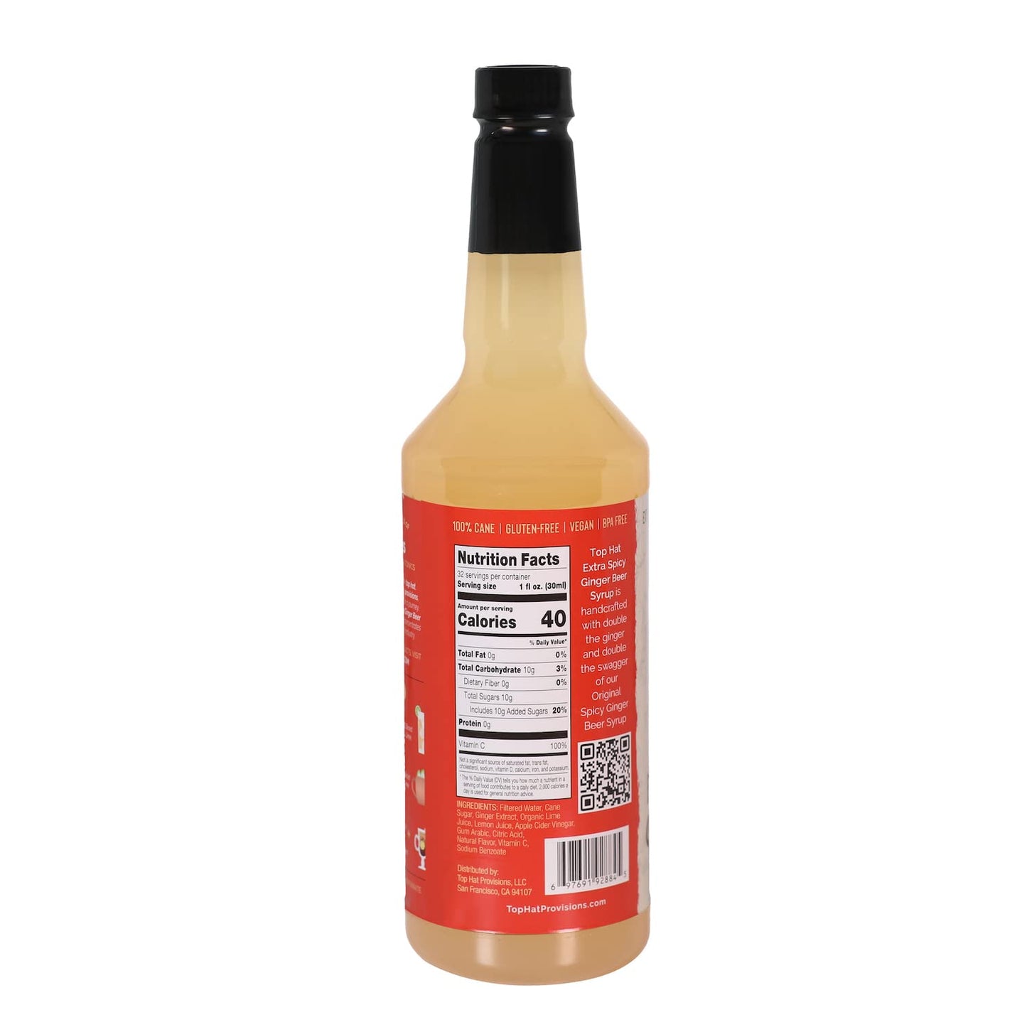 Top Hat Extra Spicy Ginger Beer Syrup - Spicy Ginger Syrup for Soda Makers - Makes 32 Craft Sodas, Mules, Cocktails, Mocktails - Compatible