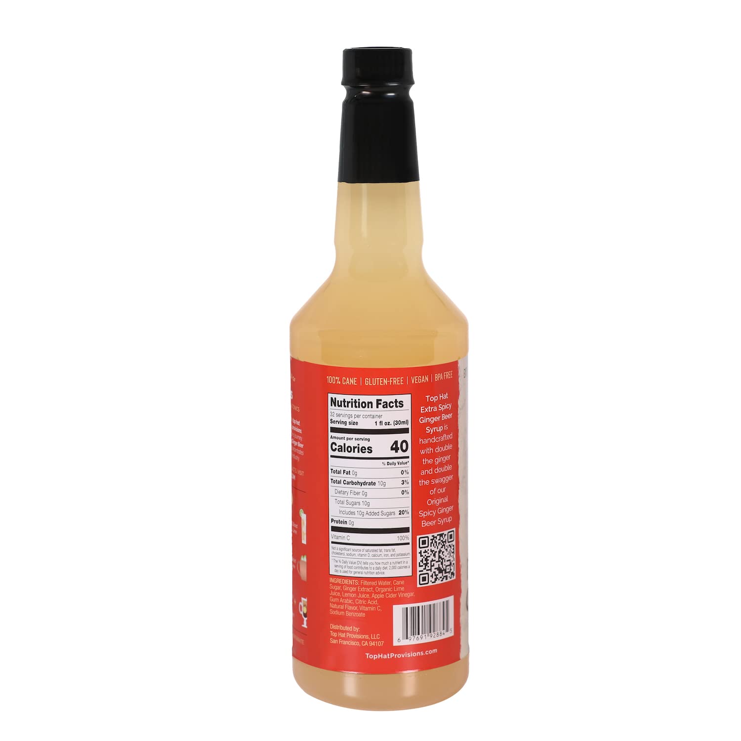 Top Hat Extra Spicy Ginger Beer Syrup - Spicy Ginger Syrup for Soda Makers - Makes 32 Craft Sodas, Mules, Cocktails, Mocktails - Compatible