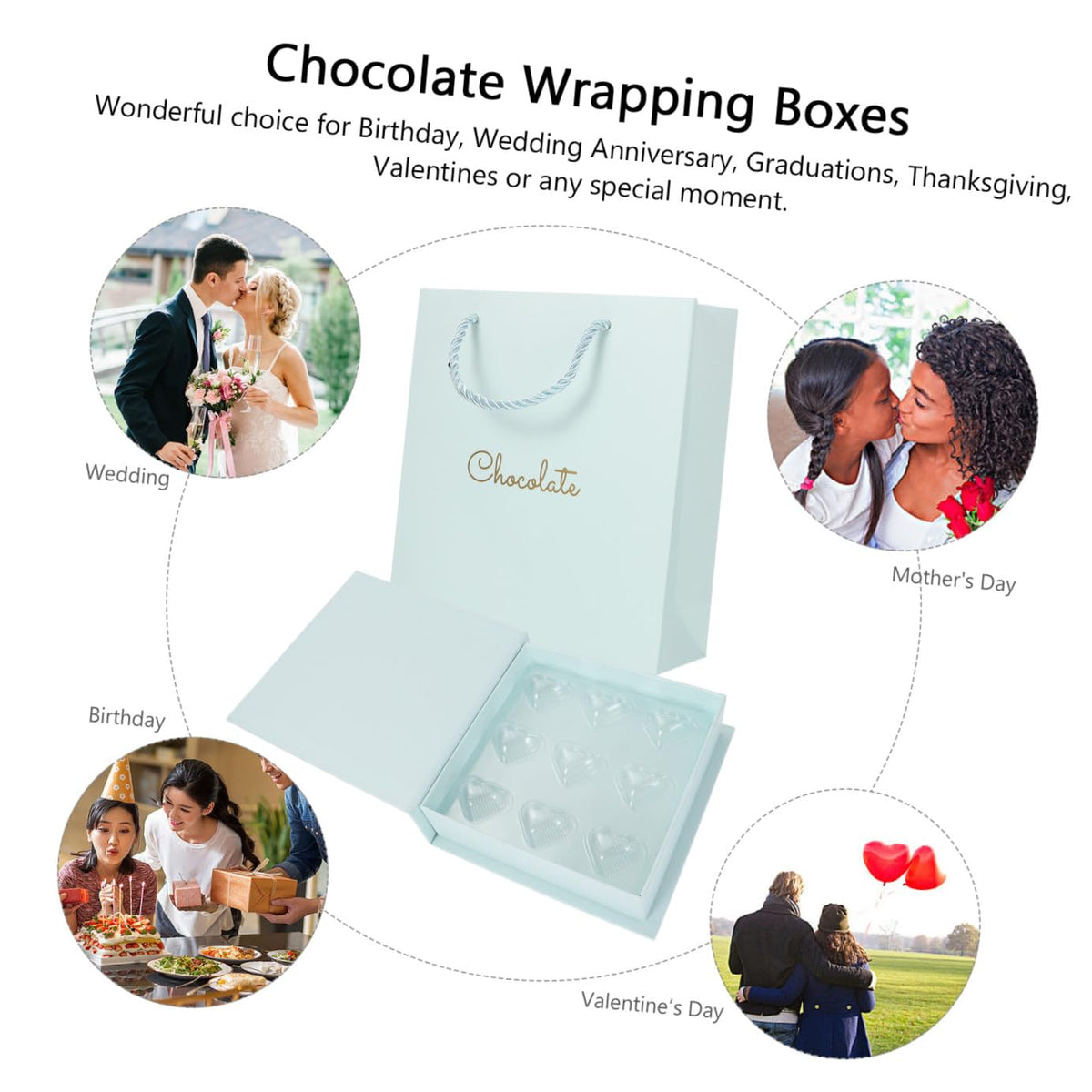 Mobestech 1pc Heart Shaped Chocolate Box Bag Elegant Compartment Design for Parties Weddings and Valentine's Day and Materials
