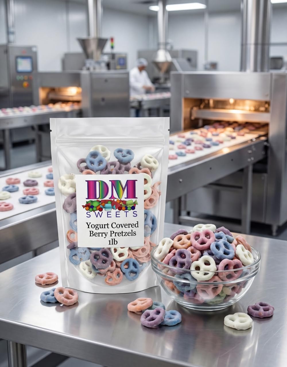 Yogurt Covered Pretzels - 1 lb Bulk Bag - Assorted Fruit Flavors: Blueberry, Raspberry, Strawberry & Vanilla - Sweet & Crunchy Snack
