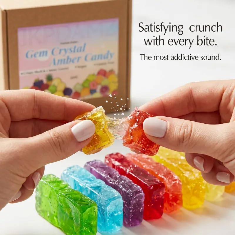Japanese Crystal Candy Gems - 20 pieces per box | Crunchy Shell, Chewy Center | Assorted Fruit Flavors, Individually Wrapped
