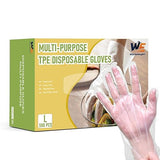 WeaChallengers Disposable TPE Gloves Latex-Free Powder-Free BPA-Free Food Safe 600 Packs for Cleaning (X-Large)