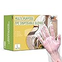 WeaChallengers Disposable TPE Gloves Latex-Free Powder-Free BPA-Free Food Safe 600 Packs for Cleaning (X-Large)