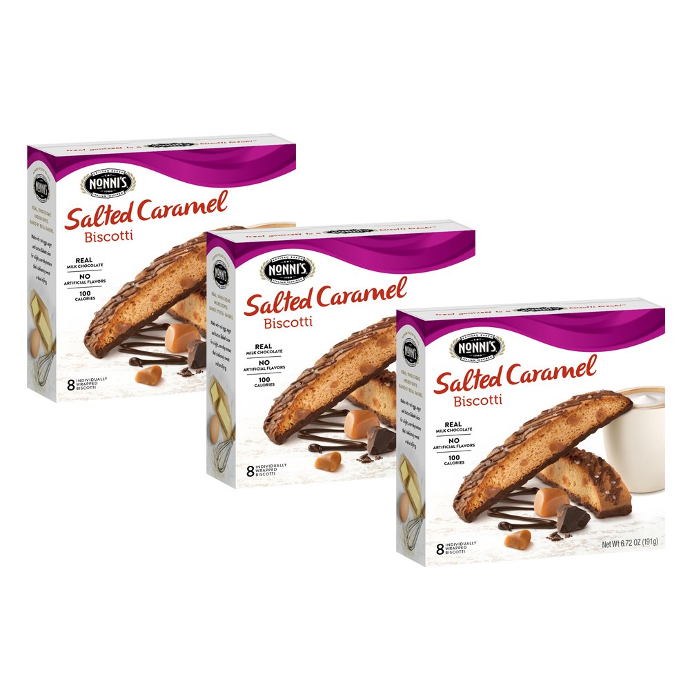Nonni's 3 Boxes of Biscotti, Salted Caramel, 24 Count (Pack of 3)