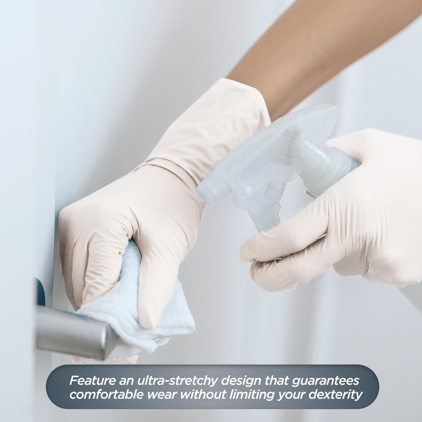 MED PRIDE White Disposable Medical Gloves, Ultra-Stretchy Vinyl, Latex and Powder-Free, Ambidextrous Non-Sterile Safety Gloves Large 100 White