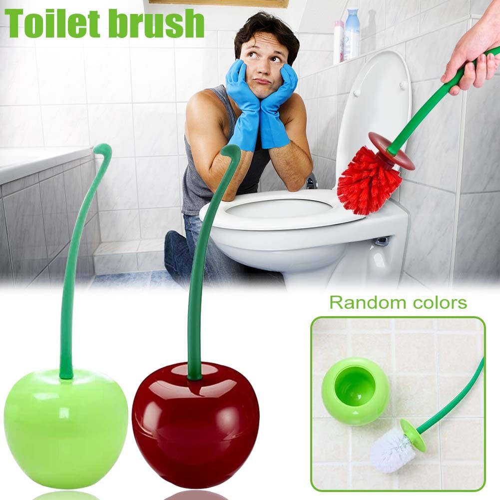 Hoghaki Cherry Toilet Brush with Holder - Cute Standing Toilet Cleaner for Bathroom (Random Color)