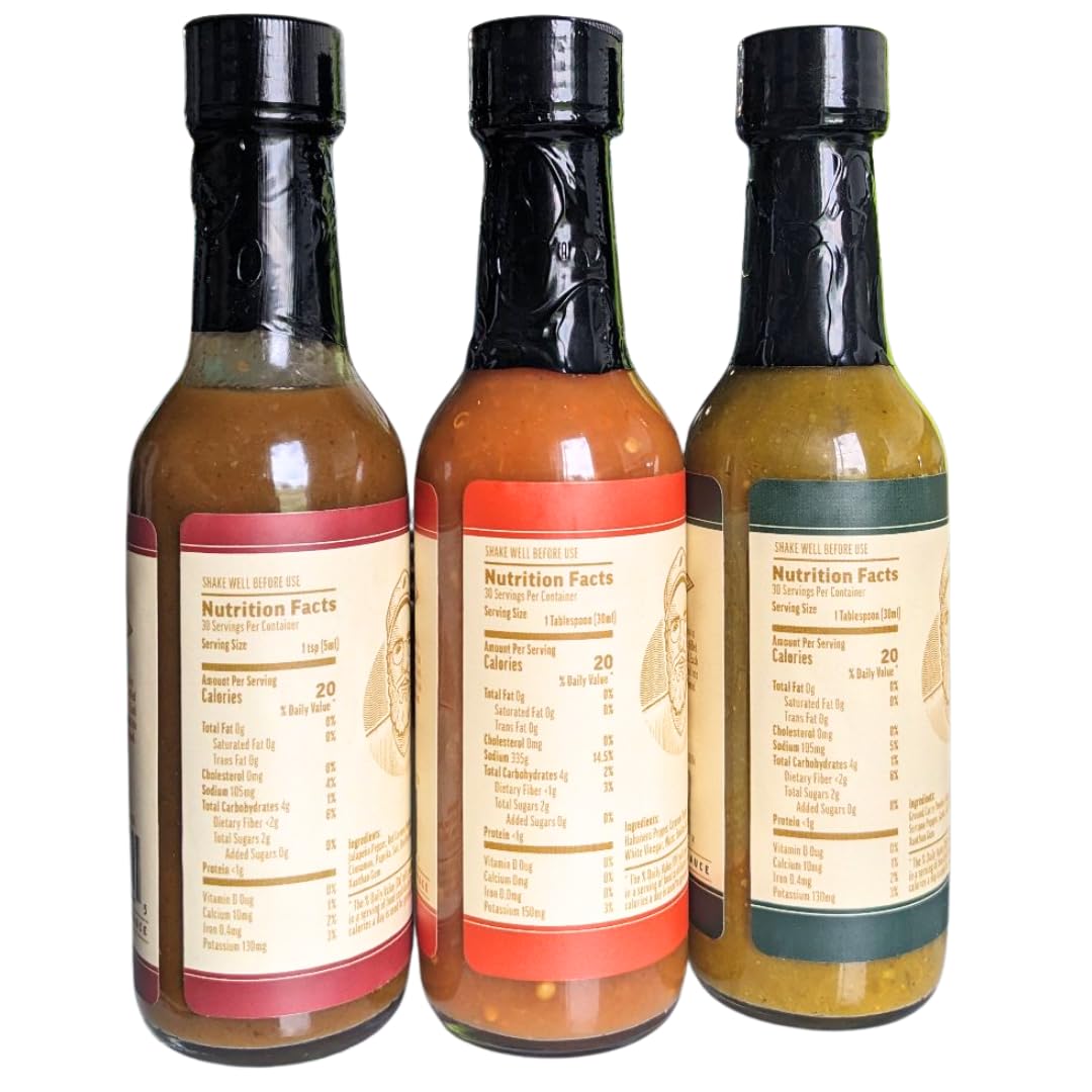 Farmer Nate's Hot Sauce Variety Pack - Smokehouse Habanero, Curry Jalapeño & Kentucky Tang - Bold, Small Batch Gourmet Sauces with All-Natural