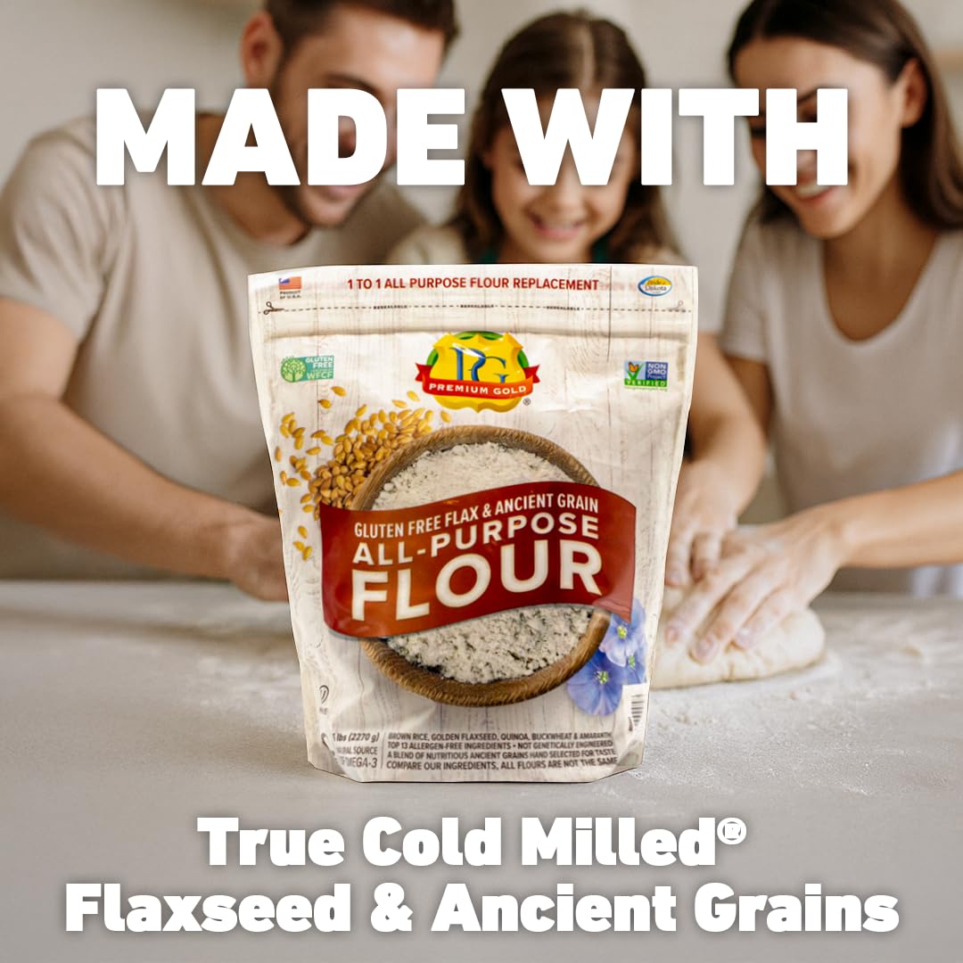 Premium Gold Gluten Free All Purpose Flour, 5 Pound, Gluten-Free, Non-GMO, Kosher, High In Fiber, Source of Omega-3, Plant-Based Protein, No