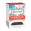 Two Leaves and a Bud Organic English Breakfast Tea Bags, Caffeinated Whole Leaf Black Tea in Pyramid Sachets, 15 Count (Pack of 1)