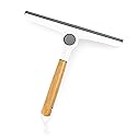 Zadro Multi-Use Folding Squeegee w/Bamboo Handle & Silicone Hang Loop (9.5-inch Wide, Bamboo/White/Gray)