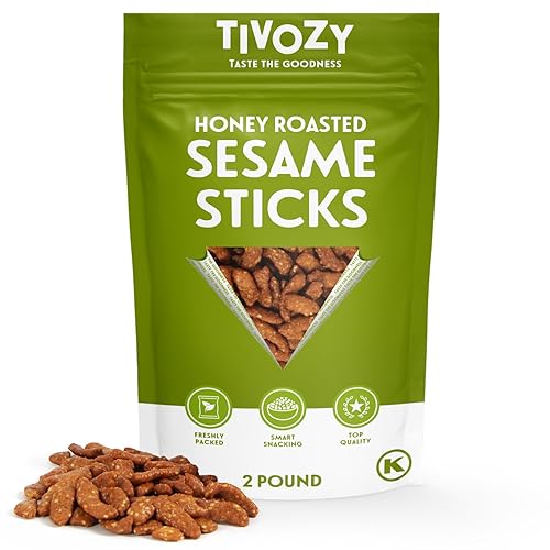 Sesame Sticks Snack, Honey Roast Flavor. Delicious and Fresh Local Honey Roasted Snacks with the Perfect Mix of Sweet and Salty Flavor for Midday