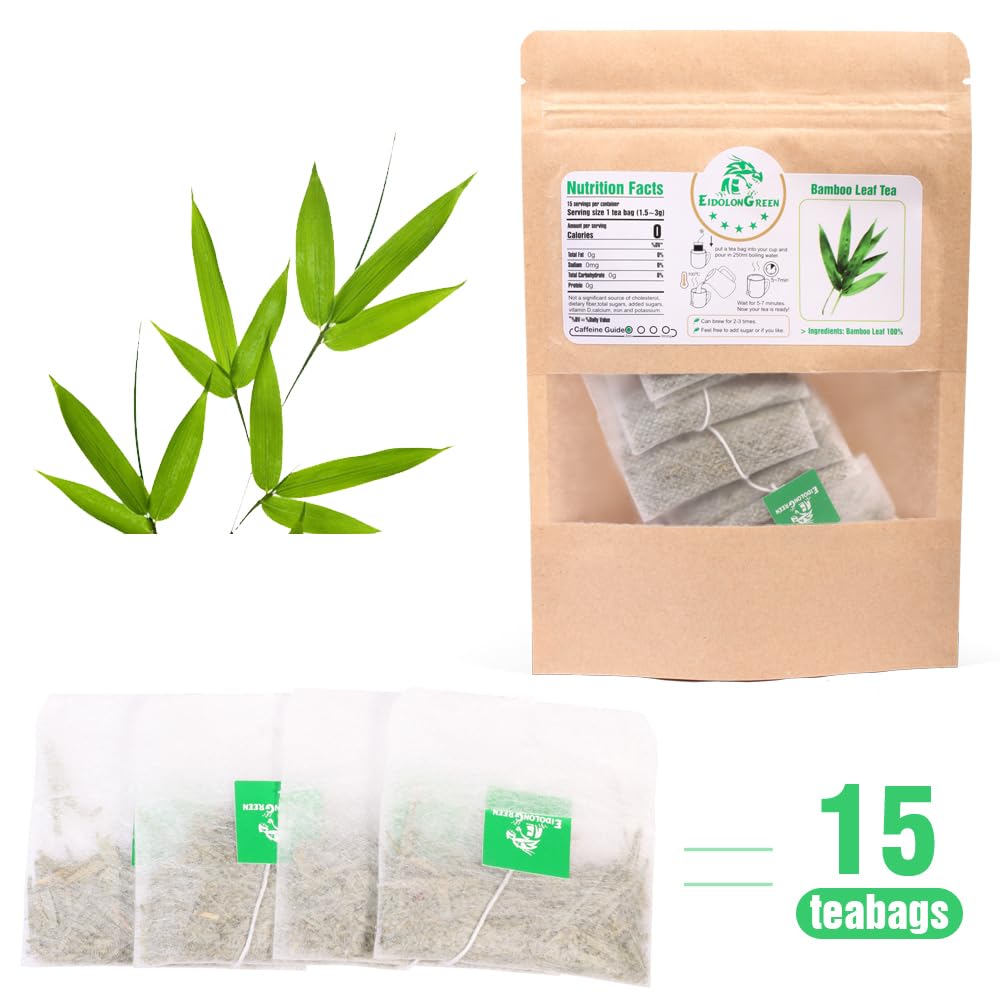 EidolonGreen [China Medicinal Herb] Bamboo Leaf Tea,100% Pure Natural Organic Bamboo leaves tea,(DanZhuYe/???/?? ?? ?) Non-GMO, Caffeine-Free,15