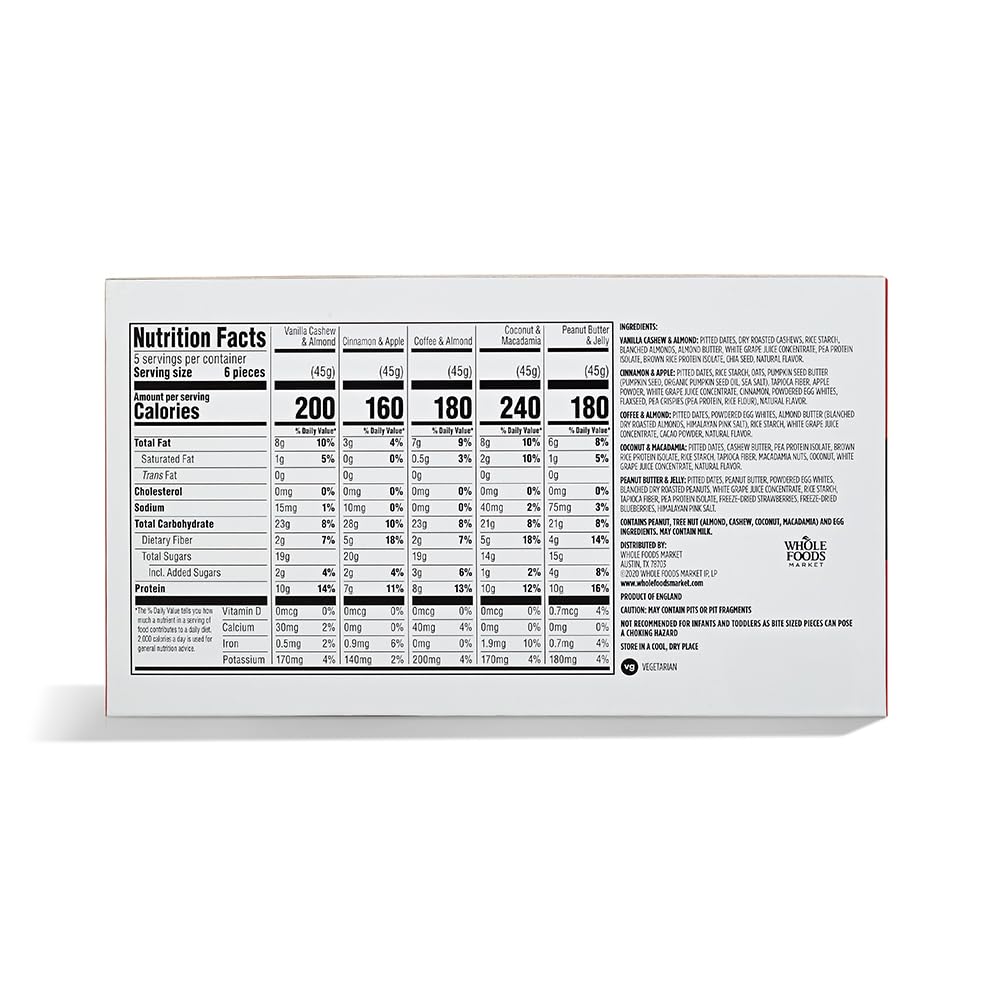365 by Whole Foods Market, Chewy Protein Bites Variety Pack, 1.58 Ounce (Pack of 5)