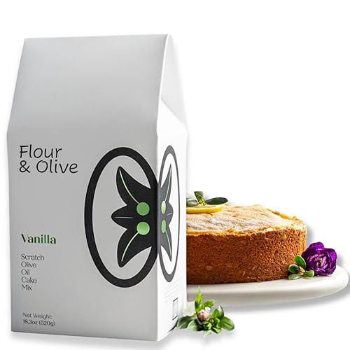 Flour & Olive - Gourmet Vanilla Olive Oil Cake Baking Mix | Light, Fluffy and Elegant Dessert for Birthdays and Special Occasions - Clean Ingredients, Non-Dairy Baking Mix