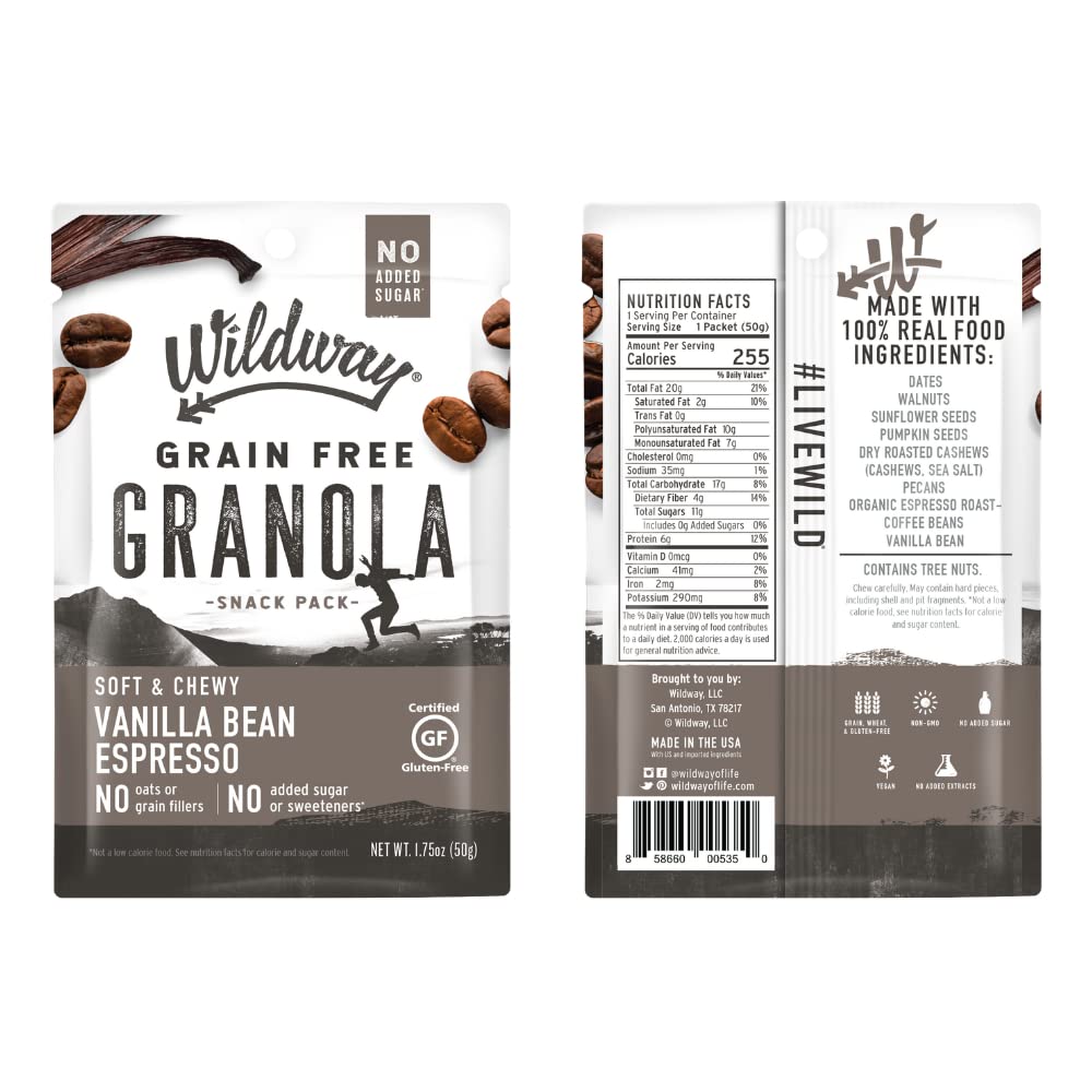 Wildway Keto Granola Snack Packs| Variety | Grain-Free Certified Gluten-Free Cereal | Vegan, Low Carb & No Sugar Added | Paleo-Friendly, Non-GMO Fruit