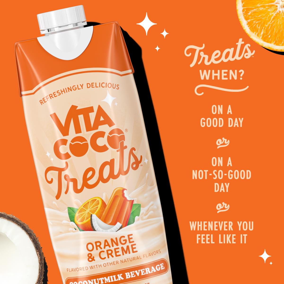 Vita Coco Treats Orange & Creme Coconut Milk Drink | Sweet, Tangy, Treat | 16.9 fl oz (Pack of 12)