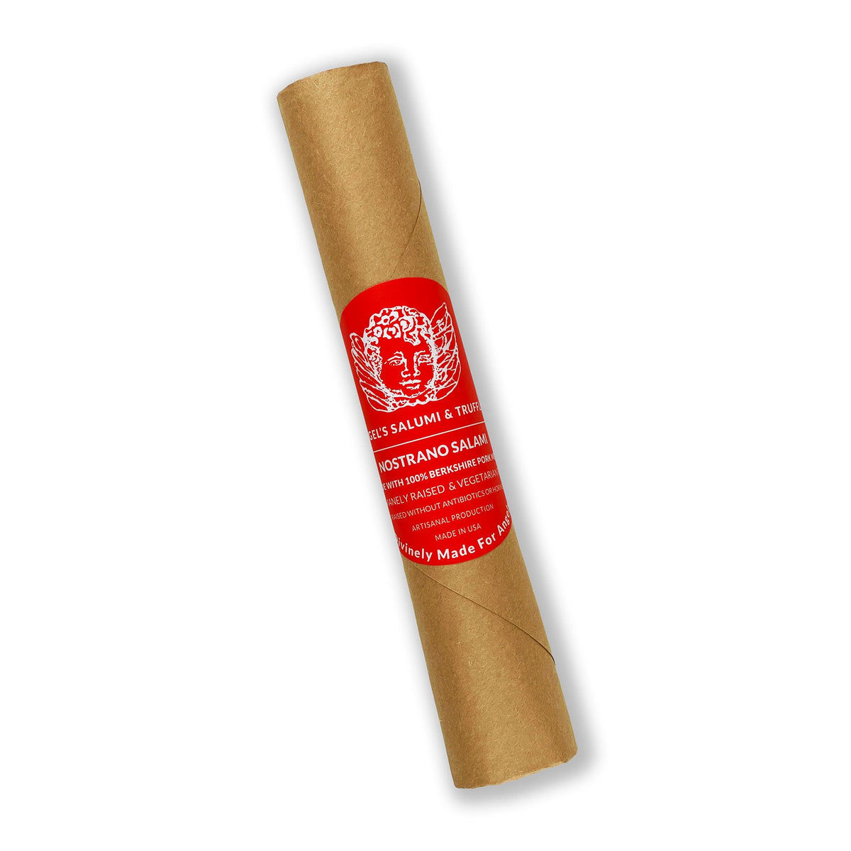 Angel's Salumi Nostrano Salami - 5.5oz Gourmet Artisanal Charcuterie - Humanely Raised, Vegetarian Fed, Antibiotic, Hormone, Nitrite, and MSG-Free