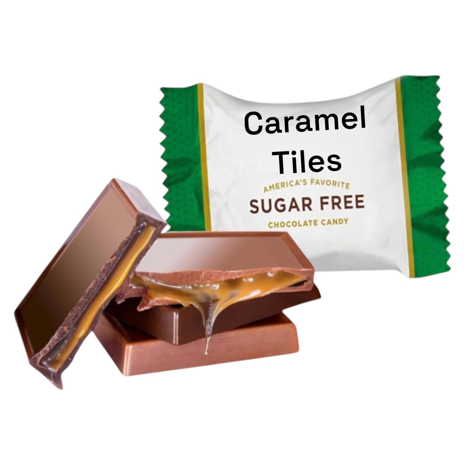 Sugar Free Milk Chocolate Caramel Tiles-1 lb Deliciously Crafted for a Guilt-Free Indulgence Made with Stevia Extract-Perfect for Health-Conscious