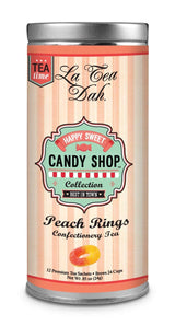 La Tea Dah Peach Green Tea - Gunpowder Green With Natural Peach & Apricot Flavor, Unsweetened & Lightly Caffeinated Dessert Tea, Serve Hot or as Iced