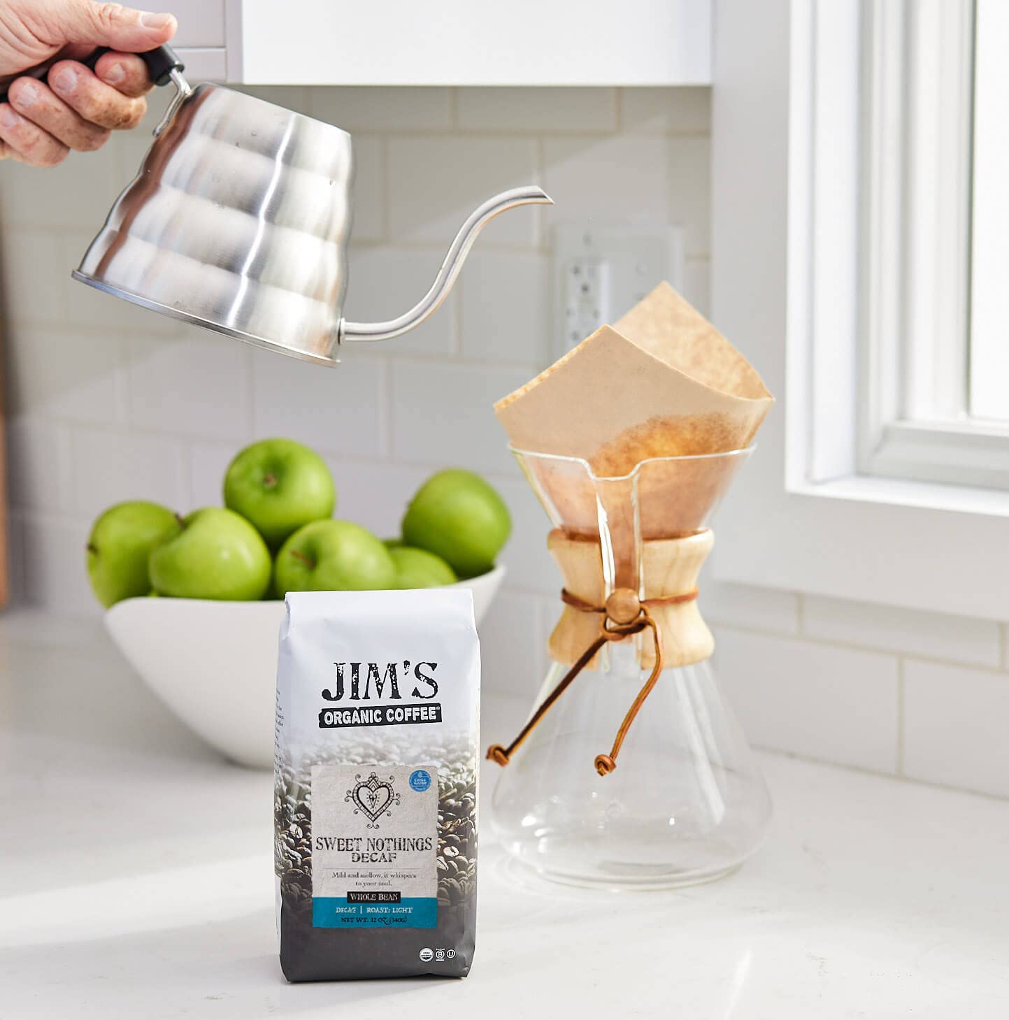 Jim’s Organic Coffee - Sweet Nothings Decaf - Light Roast, Whole Bean (12oz) - 100% Arabica Coffee Beans - USDA Organic - Kosher - Swiss Water Process