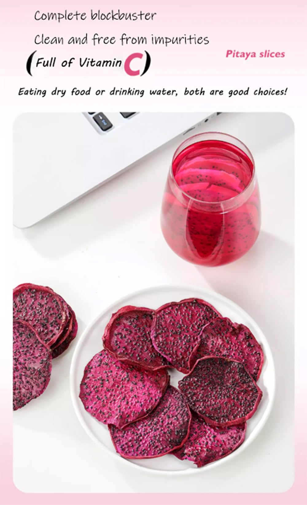 HanNainai,Dried Dragon Fruit Slices, Soft and Chewy, Dried Dehydrated Purple Dragon Fruit Slices 5oz/150g Resealable Bag, Vegan, Gluten-Free