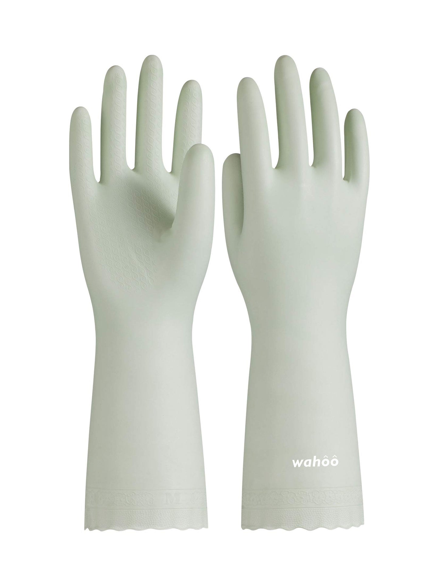 LANON wahoo Skin-Friendly Cleaning Gloves, Dishwashing Kitchen Gloves with Cotton Flocked Liner, Reusable, Non-Slip, Canary Green, Large