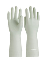 LANON wahoo Skin-Friendly Cleaning Gloves, Dishwashing Kitchen Gloves with Cotton Flocked Liner, Reusable, Non-Slip, Canary Green, Large
