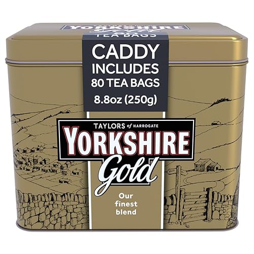 Yorkshire Tea, Gold, 80 Teabags, Gift Tin Caddy, Premium Blend, Rich, Smooth, and Satisfying, Classic British Breakfast Blend, Caffeinated, Enjoy Hot