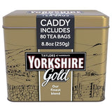 Yorkshire Tea, Gold, 80 Teabags, Gift Tin Caddy, Premium Blend, Rich, Smooth, and Satisfying, Classic British Breakfast Blend, Caffeinated, Enjoy Hot