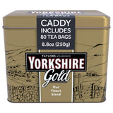 Yorkshire Tea, Gold, 80 Teabags, Gift Tin Caddy, Premium Blend, Rich, Smooth, and Satisfying, Classic British Breakfast Blend, Caffeinated, Enjoy Hot