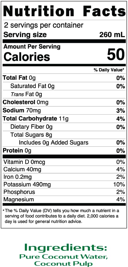Wai Koko Coconut Water with Pulp, 17.5oz (12 pack)