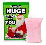 Huge Package Naughty Cotton Candy - Funny Candy for Women - Funny Santa Gag Gift for Christmas Lovers - Pink Strawberry Flavor - Stocking Stuffers