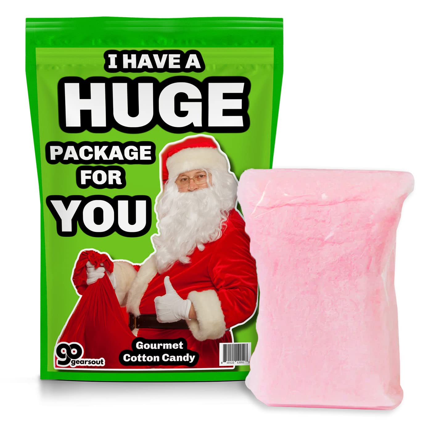 Huge Package Naughty Cotton Candy - Funny Candy for Women - Funny Santa Gag Gift for Christmas Lovers - Pink Strawberry Flavor - Stocking Stuffers