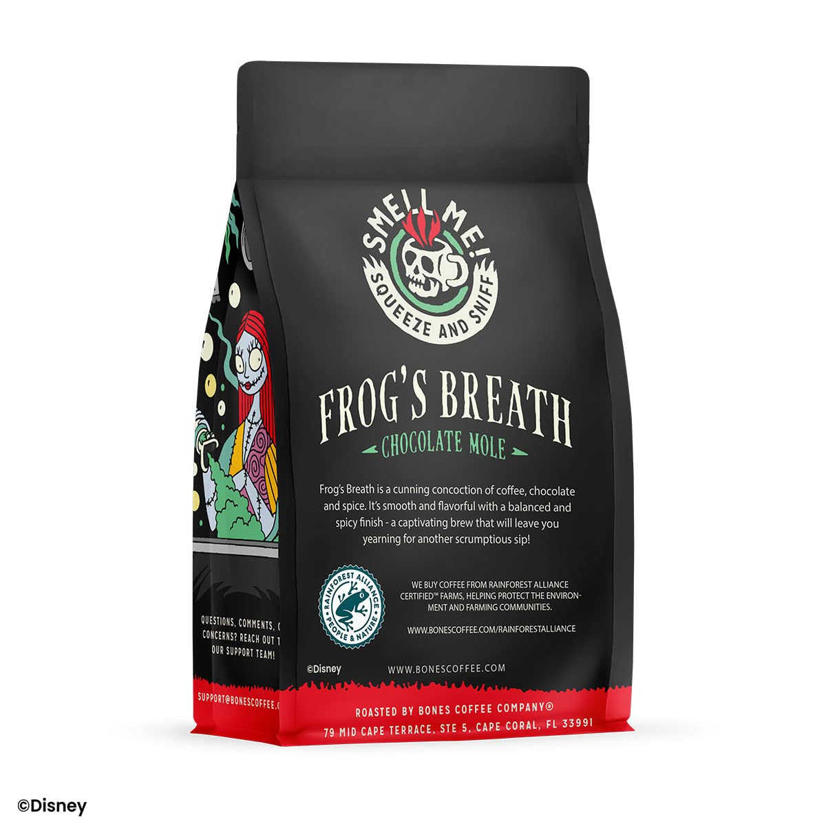 Bones Coffee Company The Nightmare Before Christmas Frog's Breath Flavored Coffee Beans, Medium Roast Ground Coffee Low Acid, Chocolate Mole Flavor