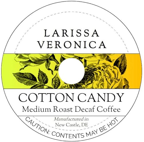 Cotton Candy Medium Roast Decaf Coffee (Single Serve K-Cup Pods) (Gourmet, Naturally Flavored, Whole Coffee Beans) (12 pods, ZIN: 572377)