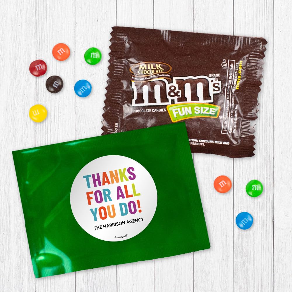 24Pk Thanks For All You Do Custom Candy Bags With Chocolate Minis - Green